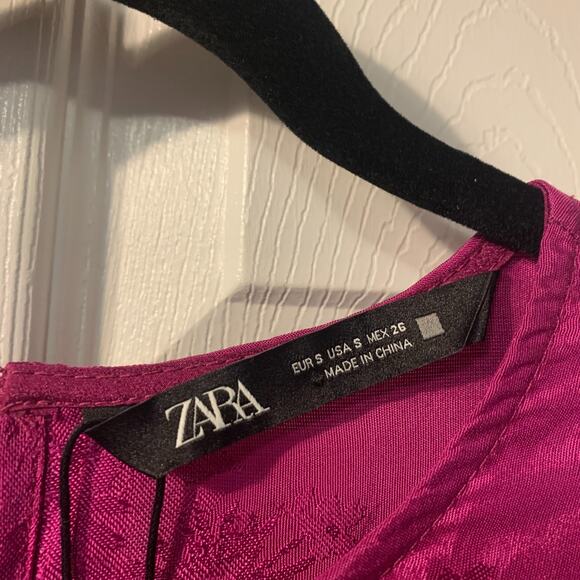 Zara Women's Viscose Jacquard Minidress Size S NEW Kimono Sleeves Going Out Luxe - Picture 7 of 10